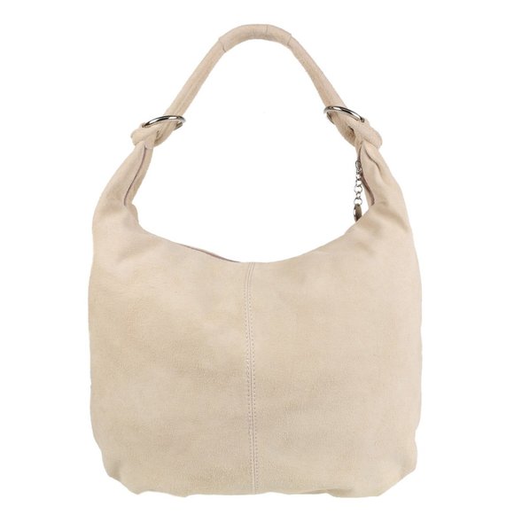 Hobo Italian Suede Genuine Leather Shoulder Bag Pinky Nude XD - Picture 1 of 5